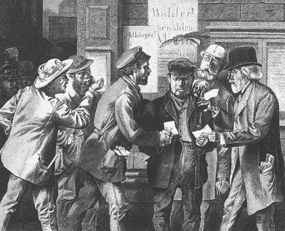 Ferdinand Lindner, <i>An Electoral Philistine – The Doubtful Voter</i> [<i>Ein Wahlphilister – Der verunsicherte Wähler</i>] (c. 1890)